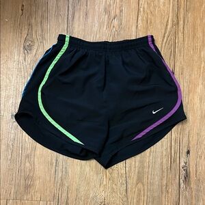 Nike Black Athletic Shorts with Colorful Stripes Size XS